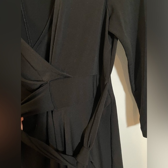 Oh Baby By Motherhood Black Elbow Sleeve Wrap Ity Dress W/ Waist Tie Size Medium - Picture 4 of 9